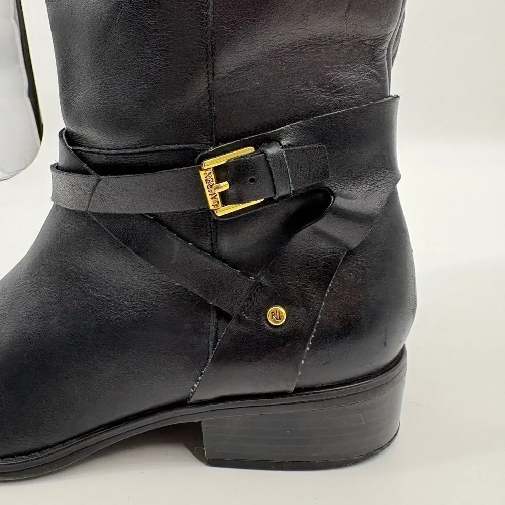 Ralph Lauren | Black Knee-High Maria Leather riding  Boots | size 9
